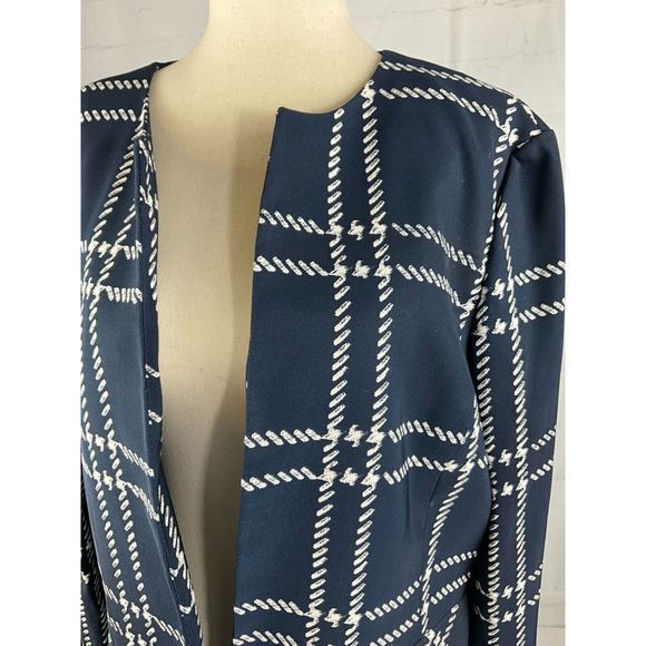 Women’s Evan Picone Open-Front Blazer Jacket Size 14 Navy White Office Career - Picture 3 of 5